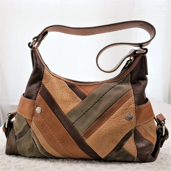 Fossil Handbags - Fossil Leather/Suede Patchwork Shoulder Bag
